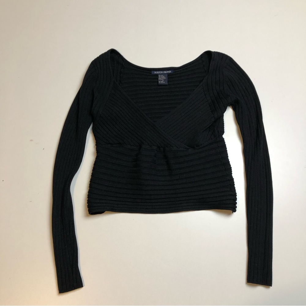 Boston Proper Black Silk Crop Top Womens Size 8